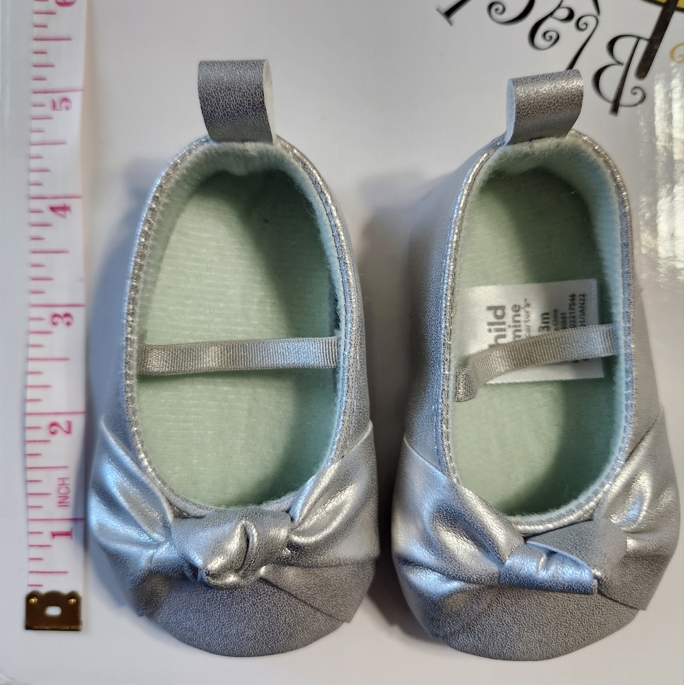 Carter's Child of Mine silver baby girl slippers